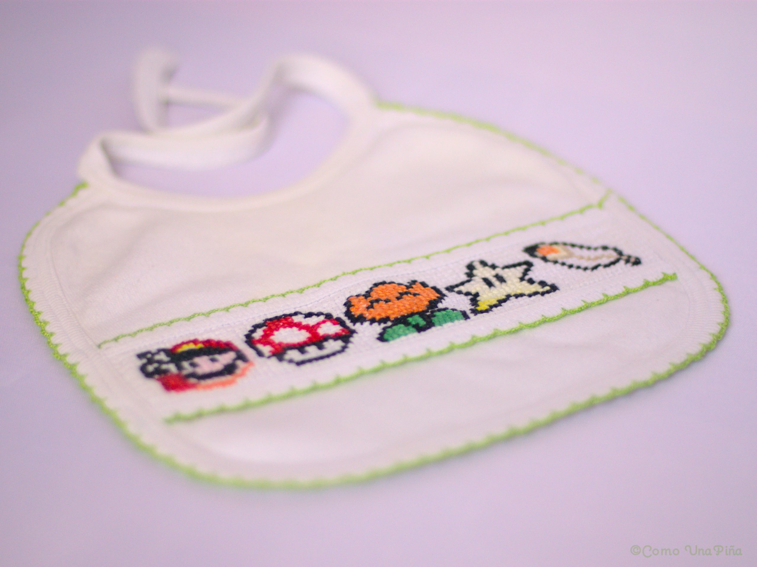 Mario cross stitch bib